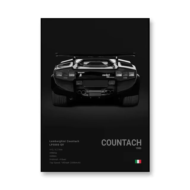 Lamborghini Countach LP5000 QV 1985 Canvas Wall Art Print – Luxury Car Poster, 19.6x27.6in Unframed