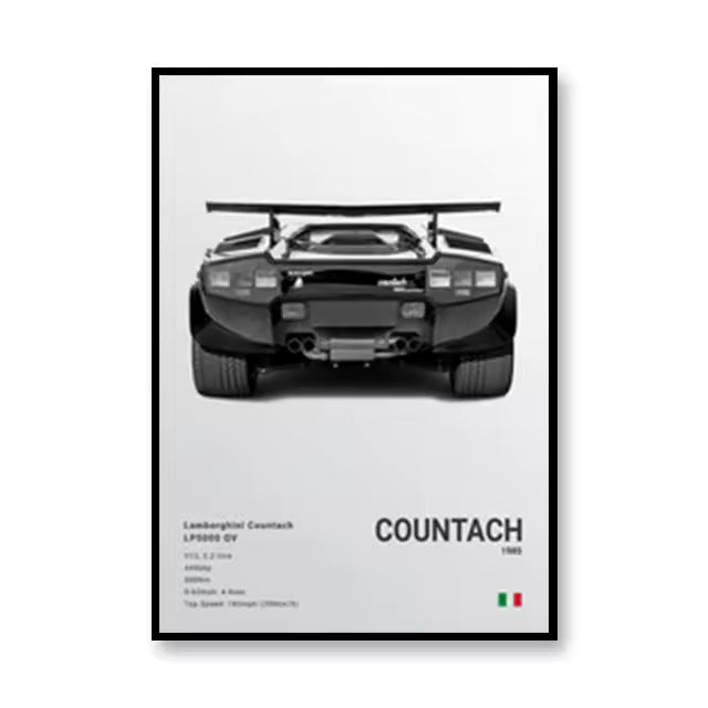 Lamborghini Countach LP5000 QV 1985 Canvas Wall Art Print – Luxury Car Poster, 19.6x27.6in Unframed