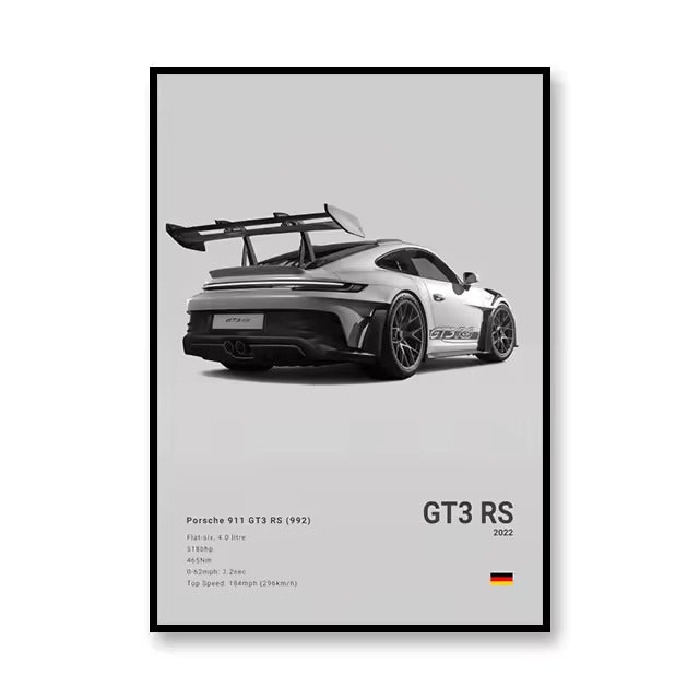 Porsche 911 GT3 RS 2022 Canvas Wall Art Print – Luxury Car Poster, 19.6x27.6in Unframed