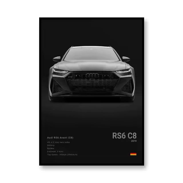 Audi RS6 Avant 2019 Canvas Wall Art Print – Luxury Car Poster, 19.6x27.6in Unframed