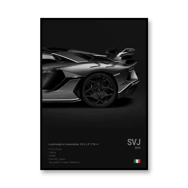 Lamborghini Aventador SVJ 2019 Canvas Wall Art Print – Luxury Car Poster, 19.6x27.6in Unframed